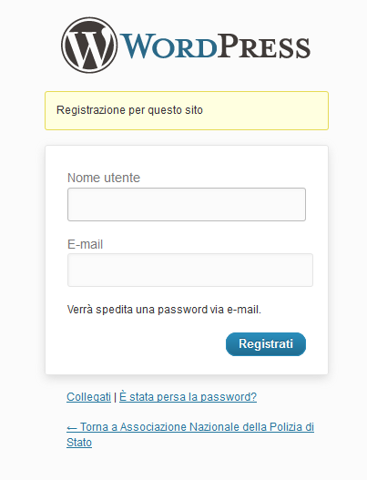 Registrazione/iscrizione « associazione nazionale della polizia di stato Polizia di stato registrazione